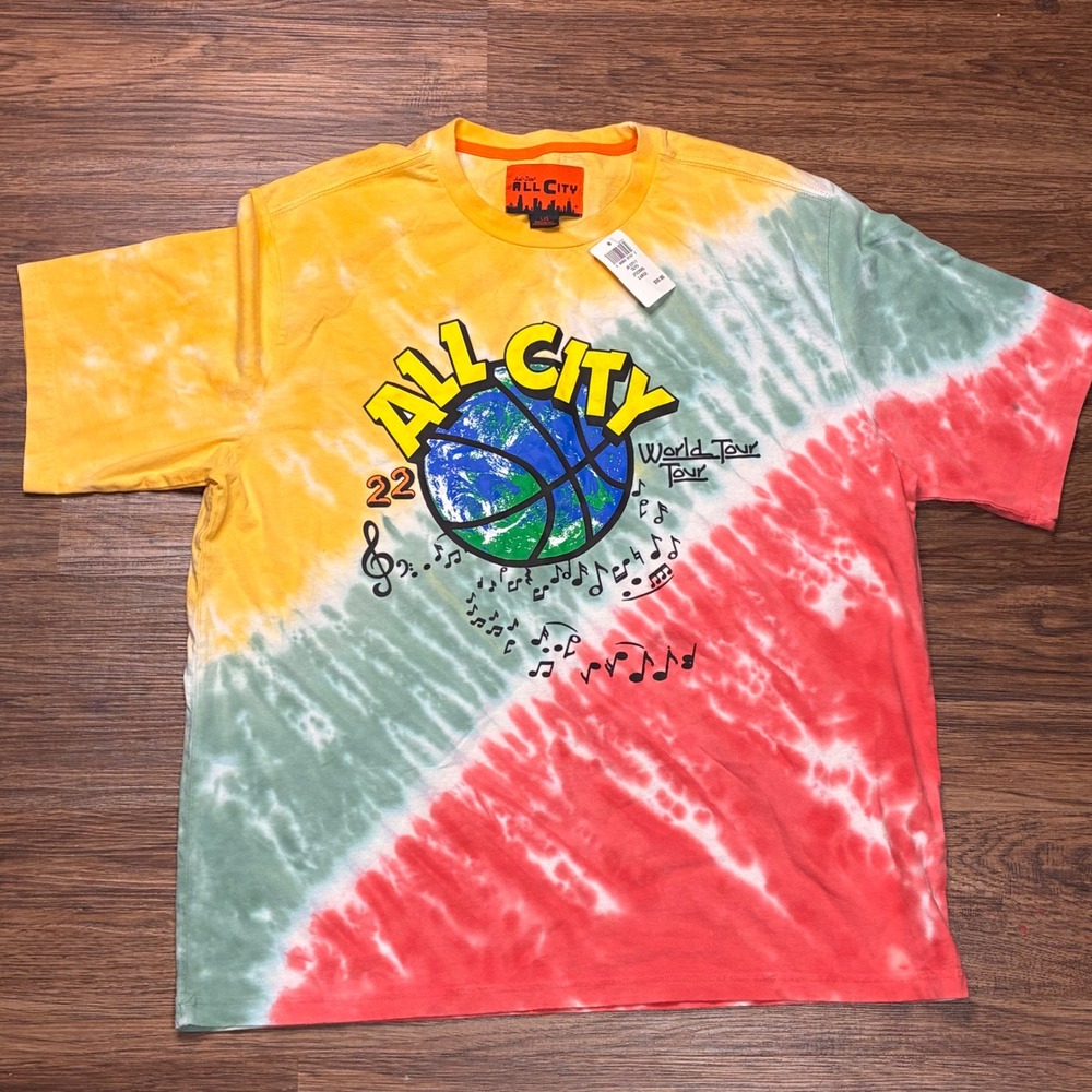 NWT Just Don All City World Tour Tie Dye T-Shirt Men's Large Basketball Tee